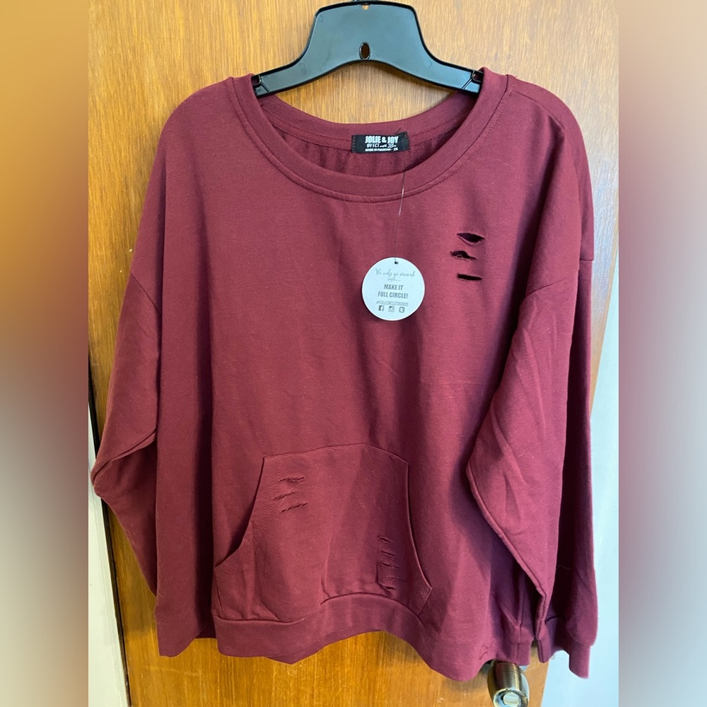 NWT Jolie & Joy Maroon Cut Out Sweatshirt size 2X